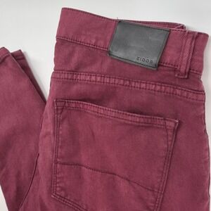 Eidos Napoli Mens Burgundy Slim Fit Jeans Made in Italy Size 32R Wine Red Pants